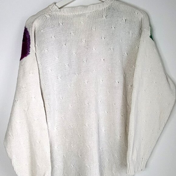 Vintage 80s Rainbow Bow Sweater • Oversized Novelty Knit • kitsch - Picture 3 of 7